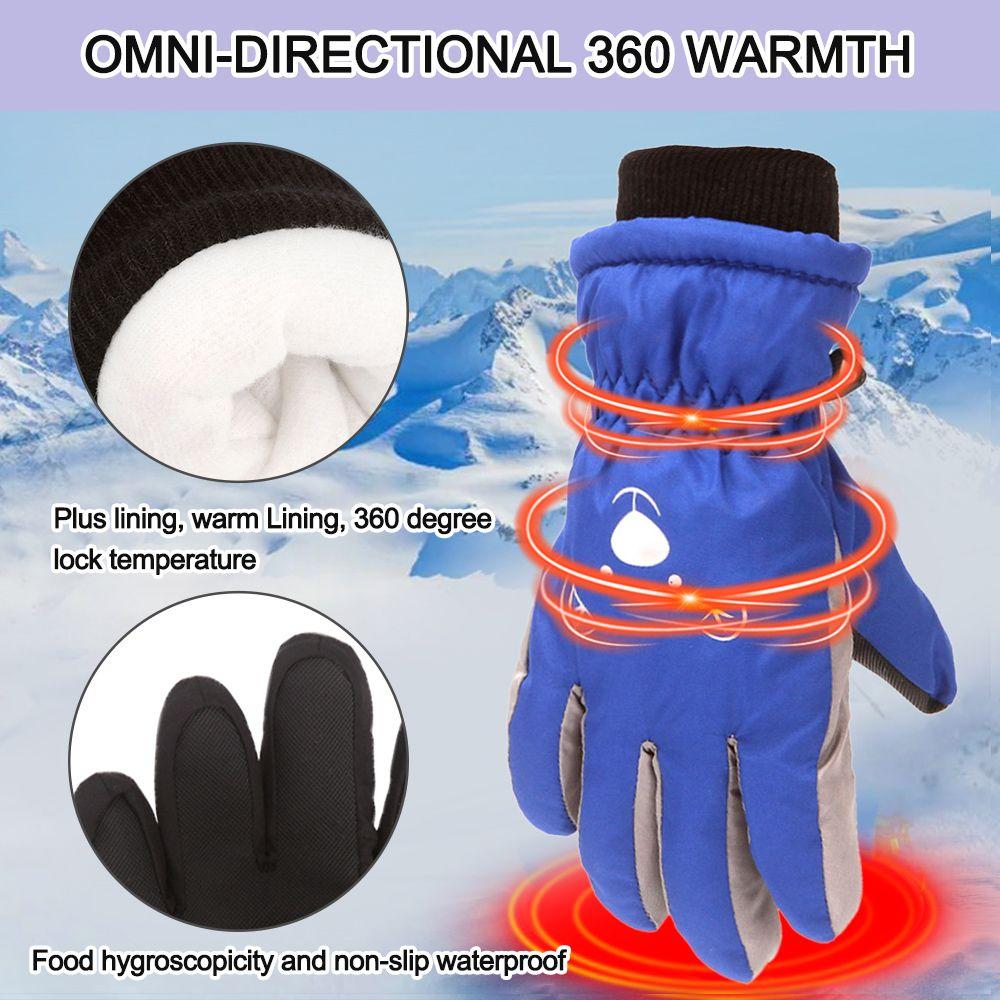 Children Boys Girls Cartoon Cute Non-slip Thick Warm Waterproof Kids Ski Gloves Sports Mittens