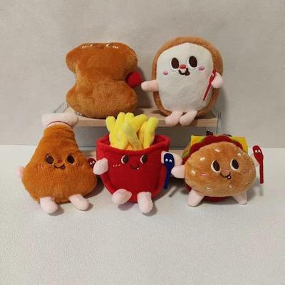 Chaveiro de pelúcia 1PC pequeno pingente hambúrguer batatas fritas chaveiro brinquedo bolsa celular capa charme presente aniversário