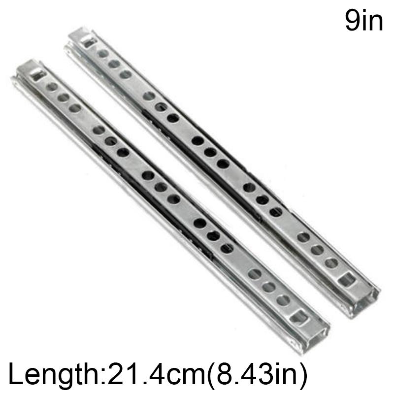 2pcs Side Mounted Drawer Slide Rails with Steel Ball Bearing Groove for Silent and Smooth Operation in Furniture Drawers