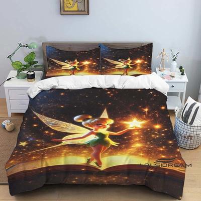 Cute Tinker Bell Cartoon Bedding Set, Perfect for Decorating Boys' and Girls' Bedrooms, and A Great Holiday Gift.