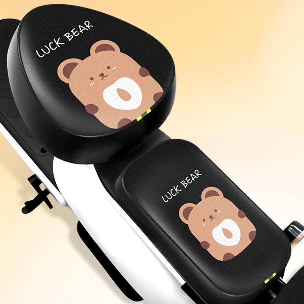 PU Electric Bicycle Seat Cover Cartoon Waterproof Motorcycle Cushion Cover Breathable Sun Protection Scooter Seat Protector