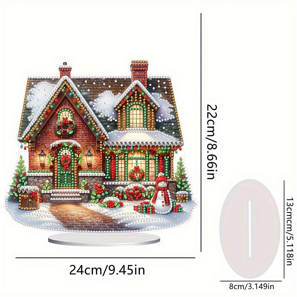 Gem Art Tabletop Ornaments Christmas Theme Crystal Gem Art Painting Desktop Ornaments For Home Living Room Rhinestone Art