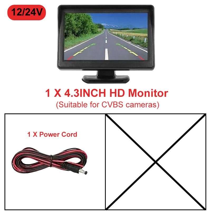 4.3  AHD 1080P HD Car Rear View Monitor Supports AHD/CVBS/CCD Cameras HD Backup Display Universal for MPV SUV Truck Vehicle 036-HD