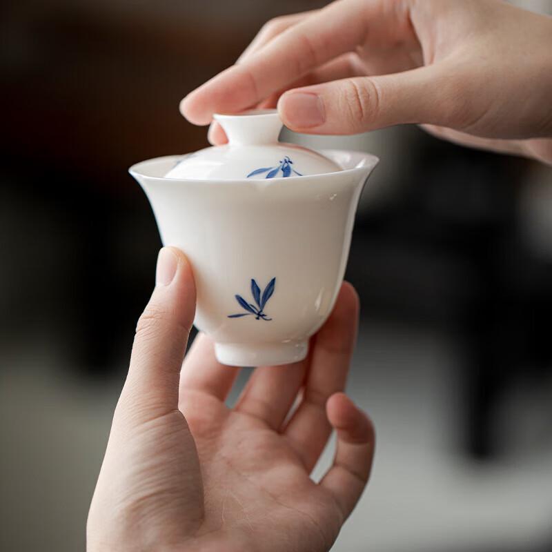 Chaxun Blumenrand Keramik Gaiwan Teetasse