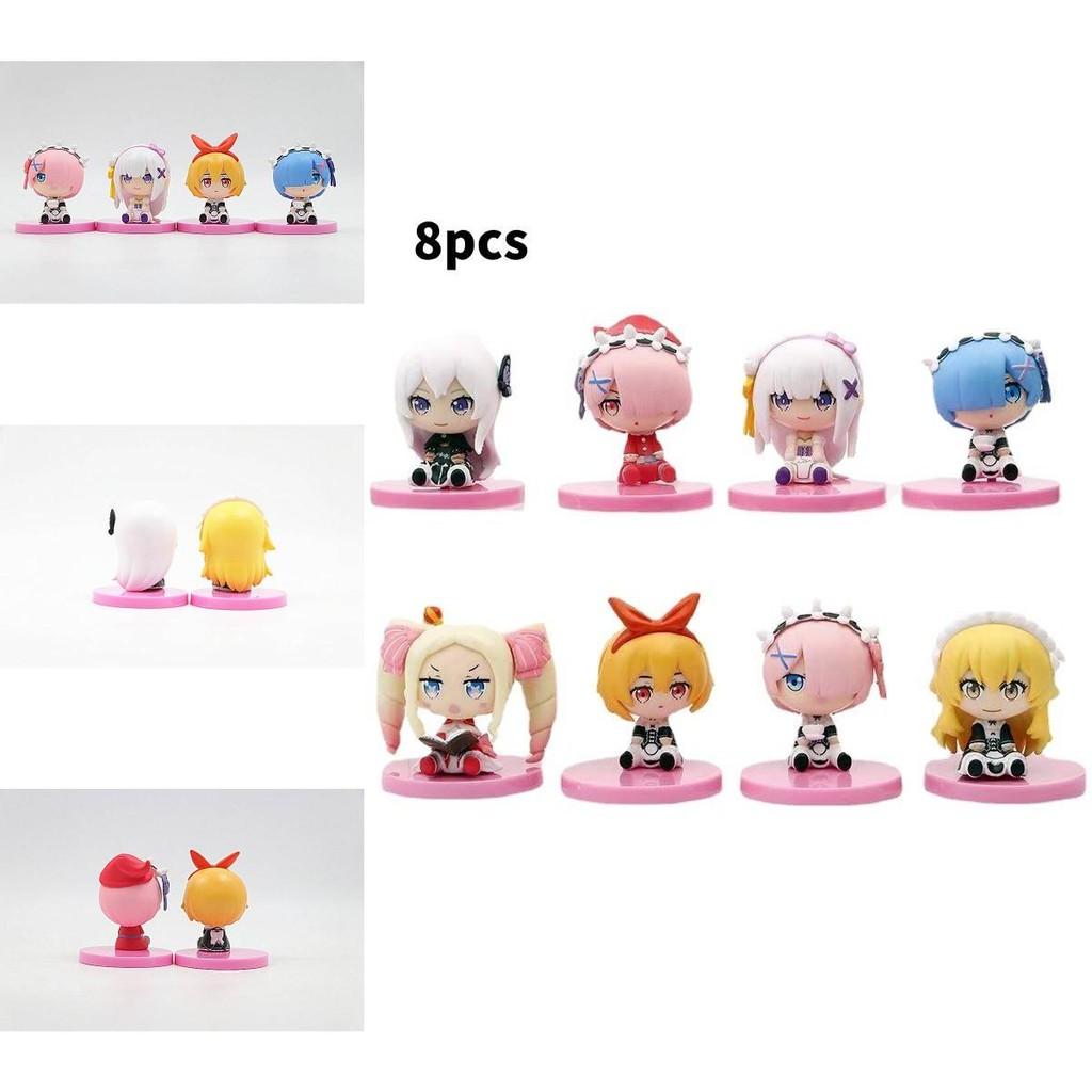 Adorable 8 Piece Sitting Rem And Ram Figure Set From Re Life In A Different World From Zero