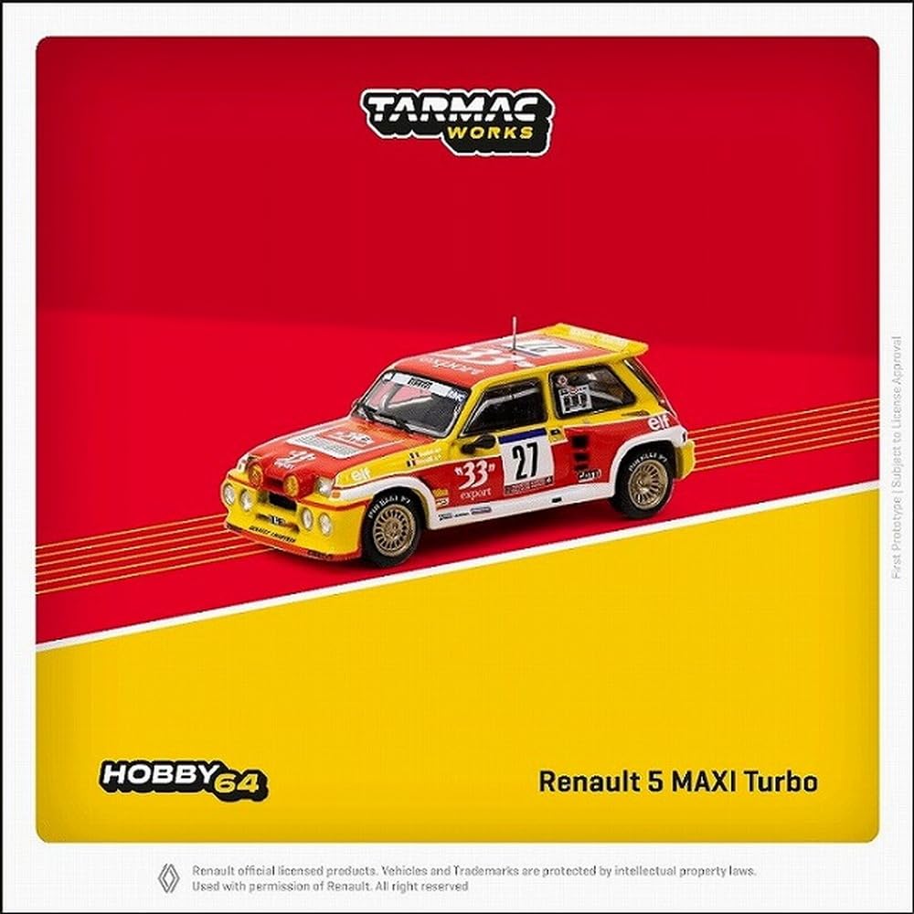 TARMACWORKS Renault 5 MAXI Turbo Tour de Corse Rallye de France 1985 Didier Occelli Produs finalizat 1/64 - Auriol/Bernard T64-TL061-85TDC27