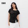 Semir Women's One-Shoulder Pleated Tie-Front T-Shirt