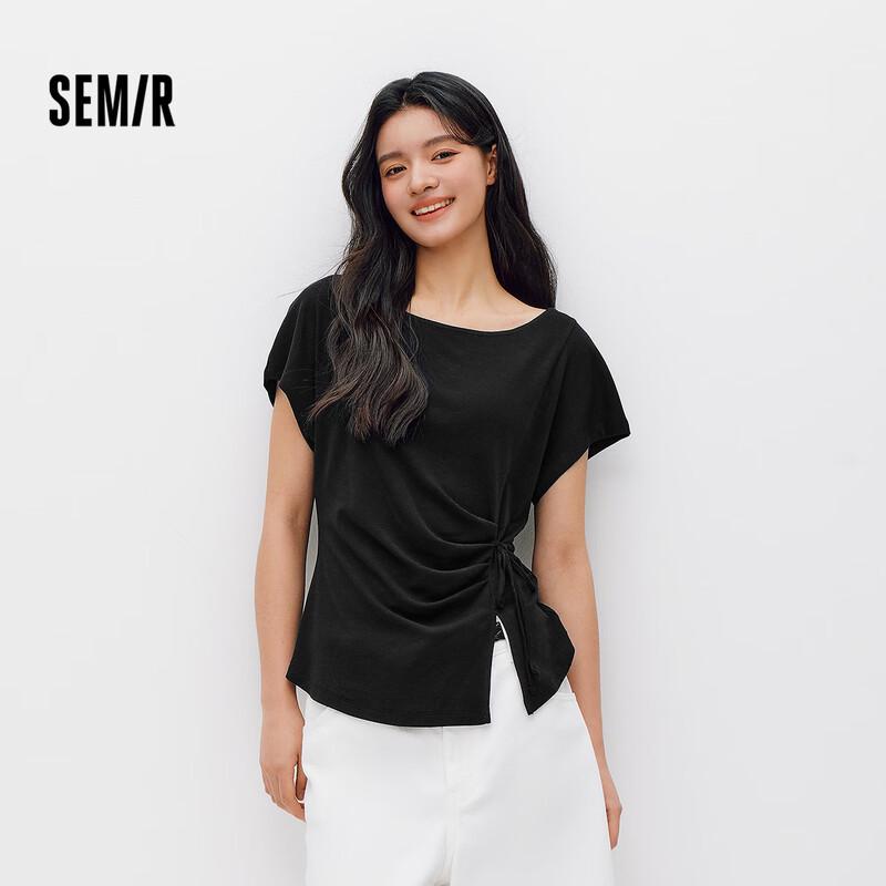 Semir Women's One-Shoulder Pleated Tie-Front T-Shirt