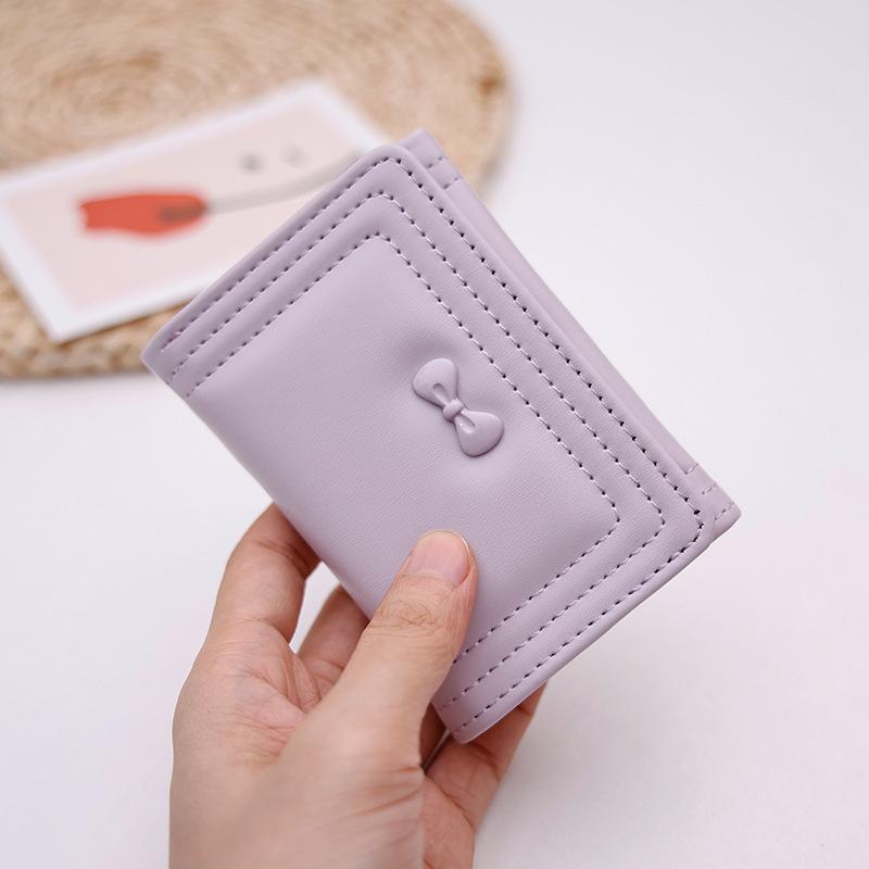 2026 Spring/Summer Women's Tri-fold Wallet with Cute Bow Design & Large Capacity Coin Purse