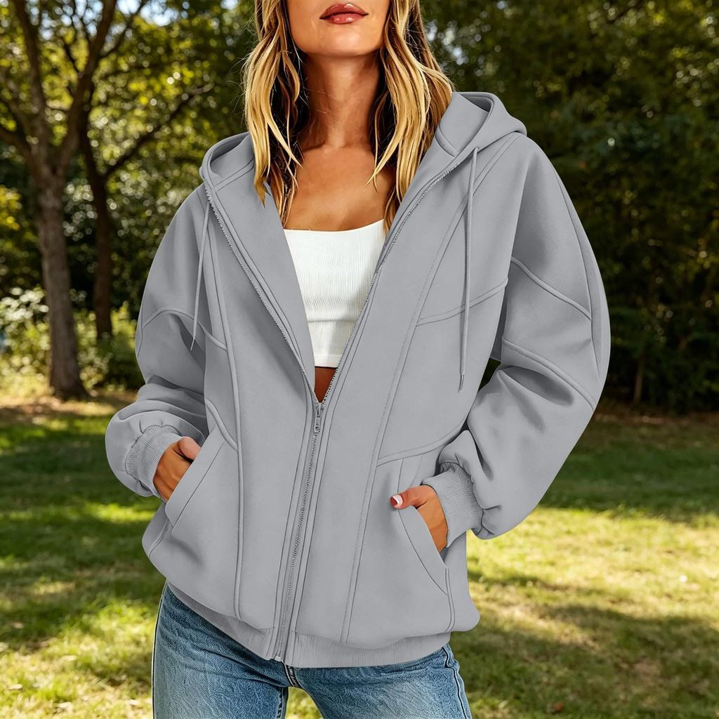 Women's Casual Zip Up Hoodie with Pockets for Everyday Wear