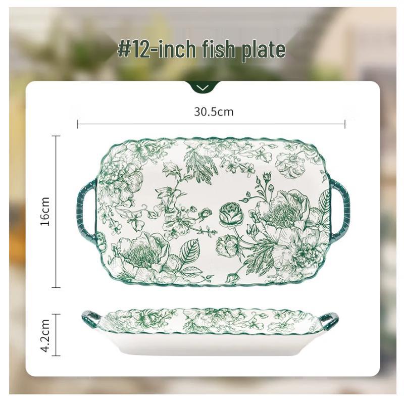 Rose Garden 12-inch Ceramic Fish Plate