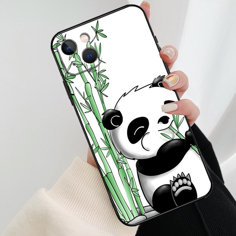 Cartoon Panda Phone Case For iPhone 17 Pro Max 15 14 13 11 12 16 Pro Max mini 15 16 Plus 16e 17 Air Cover