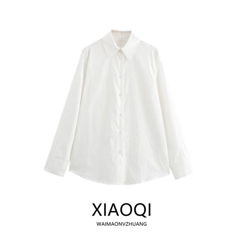 Fashion Style 2024 Fall and Winter New Women's Poplin Slim Looking Elegant All-Matching Lapel Work Clothing Shirt 8937600