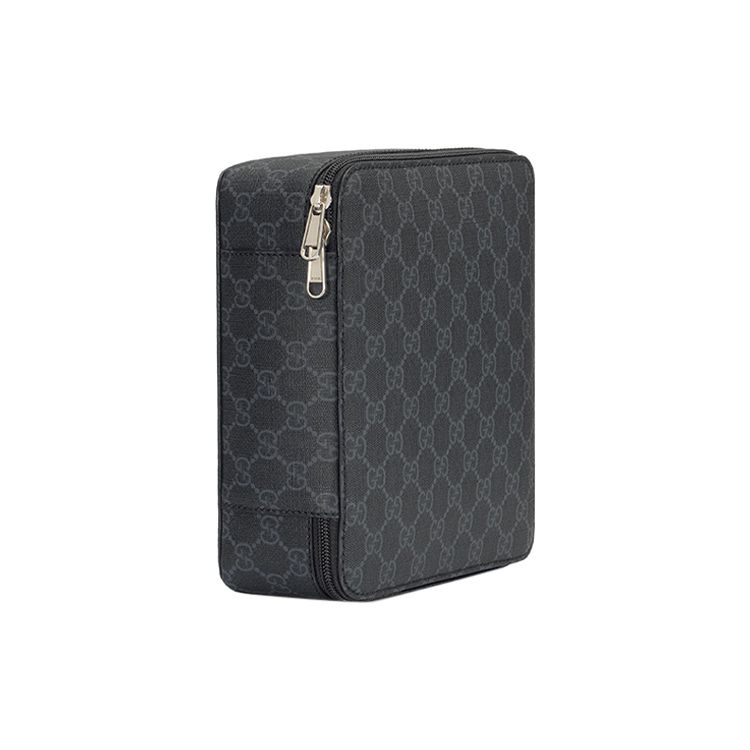 Gucci Double G Logo Zipper Canvas Storage Bag Medium Men Bags Black 726661-KGD0N-1000