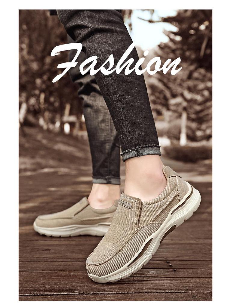 Men's Slip-On Canvas Shoes - Old Beijing Style, Thick Sole, Available in Extra Large Sizes up to 48