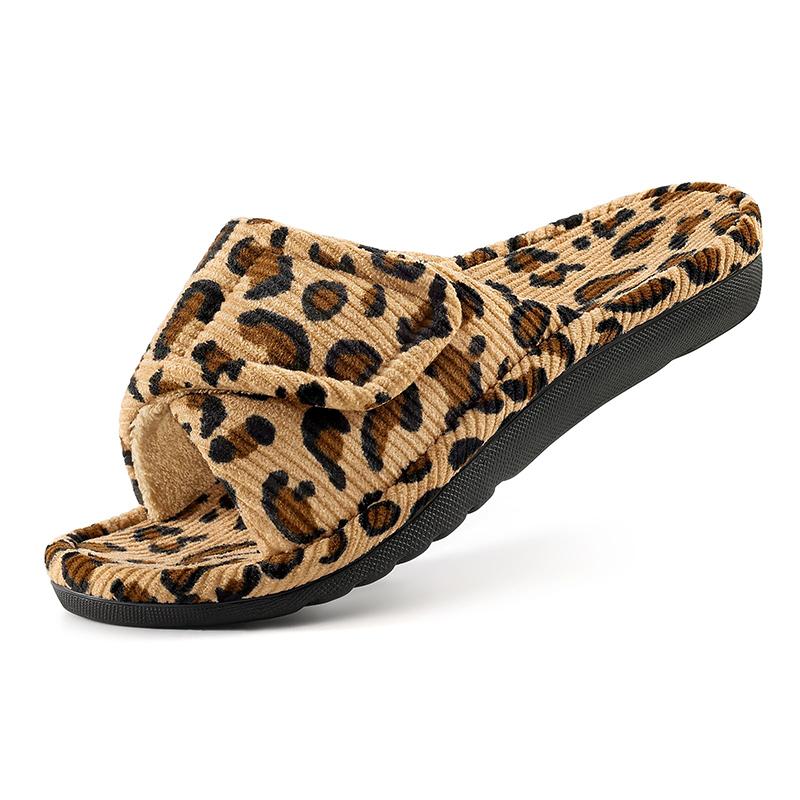 Fashion Kidmi Women Slippers Corduroy Bedroom Shoes with Arch Support Velcro Adjustable Women's Cotton Slippers House Slippers for Women