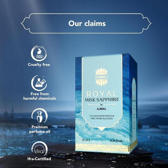 Ajmal Royal Misk Sapphire Attar | Moschusduft | Alkoholfrei für Männer und Frauen | Lang anhaltendes Attar für Männer und Frauen – 10 ml