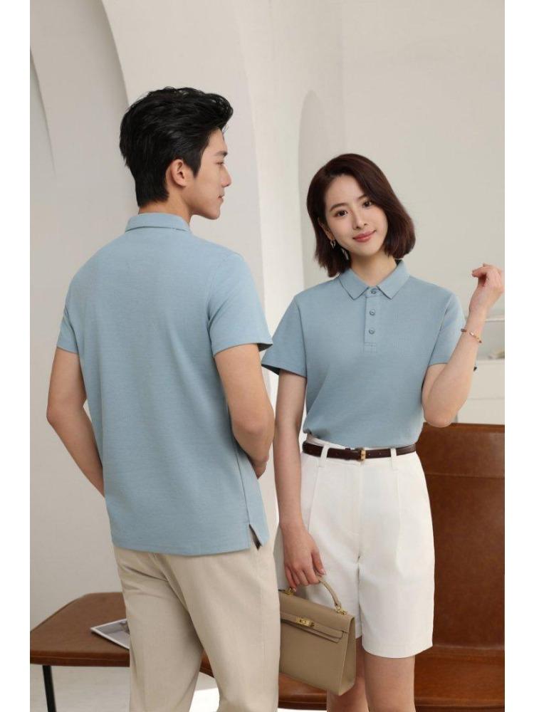 Solid Color T-Shirt Summer Women's and Men's Lapel Short Sleeve YG-258/256