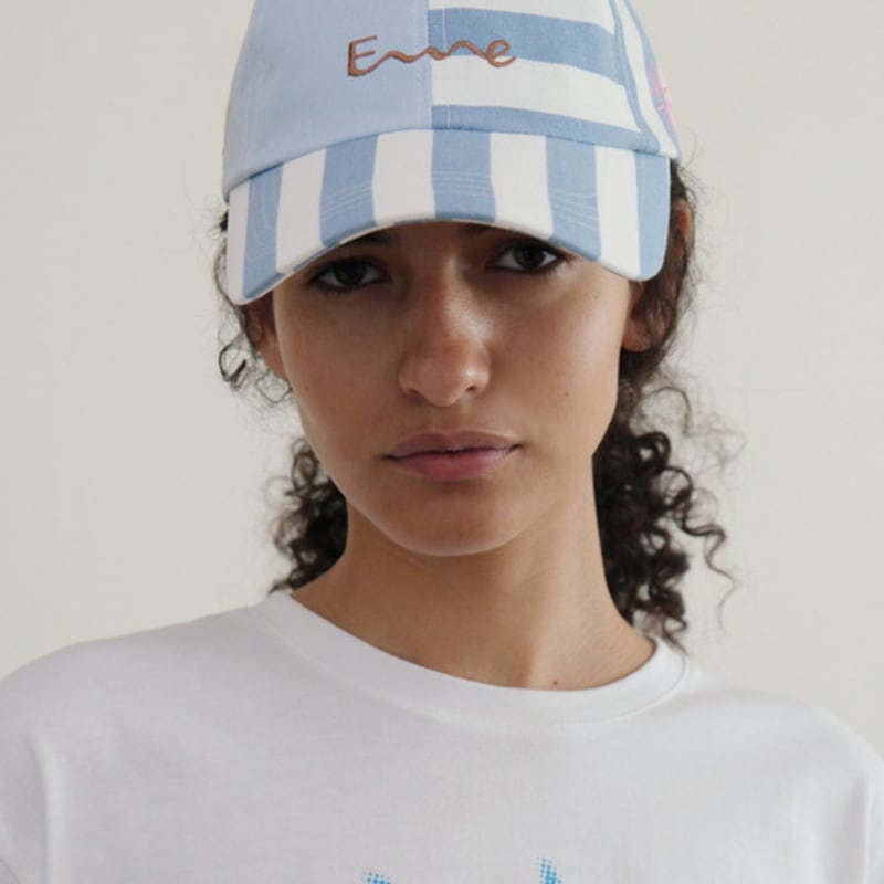 EcommaE SUN HEART SYMBOL BALL CAP (SKY BLUE STRIPE)