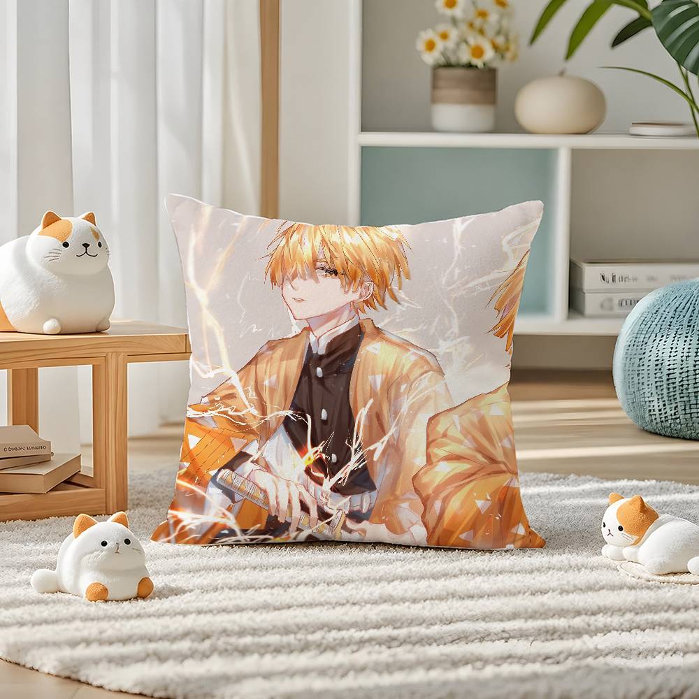 Demon Slayer Upper Moon Demons Anime Plush Pillow Cover Soft Short Plush Cushion Cover For Sofa Bedroom Home Decor Gift
