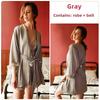 Sexy Camicia da Notte con Scollo a V Profondo e Maniche Lunghe, Allacciatura, Raso, Pizzo, Set Pigiama/Loungewear con Gonnellino Sospensorio in Pizzo