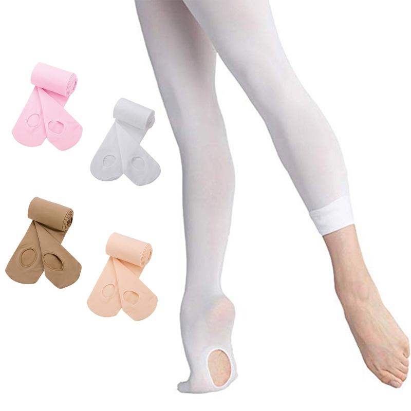 Women Girls Solid Color Transition Ballet Tights Ultra-Soft Comfortable Opaque Convertible Dance Tights Pantyhose Stocki