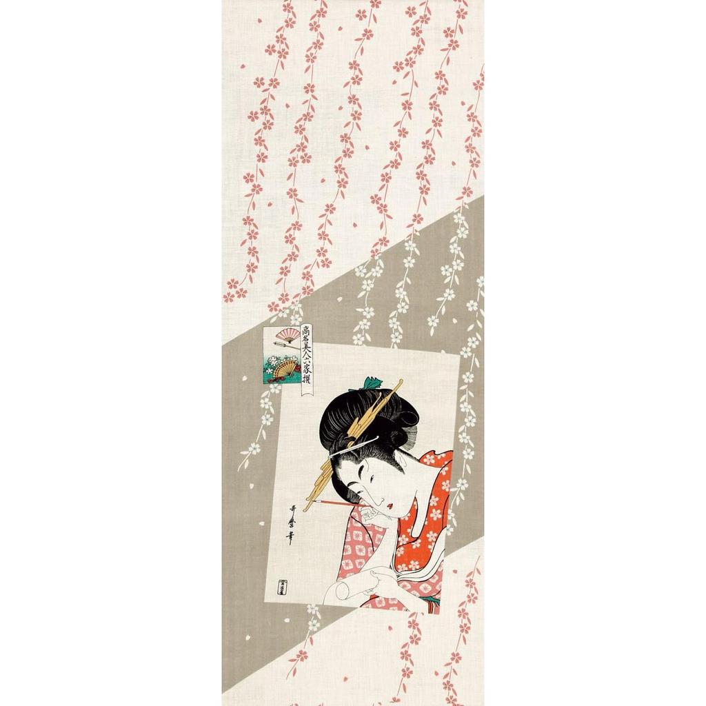 Yamamoto Jin Shoten Japanese Double Gauze Tenugui Towel Ukiyo-e Utamaro Bijin Hanaogi 100% Cotton Hand Towel Made in Japan