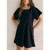 Women's Square Neck Short Sleeve Fashion Short Button Casual Dresses