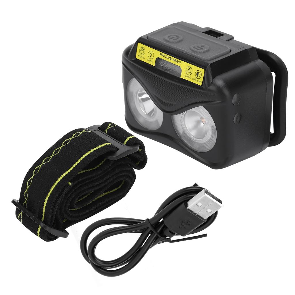 XPG+COB Yellow Light Strong Brightness Builtin Battery USB Charging Induction Headlamp