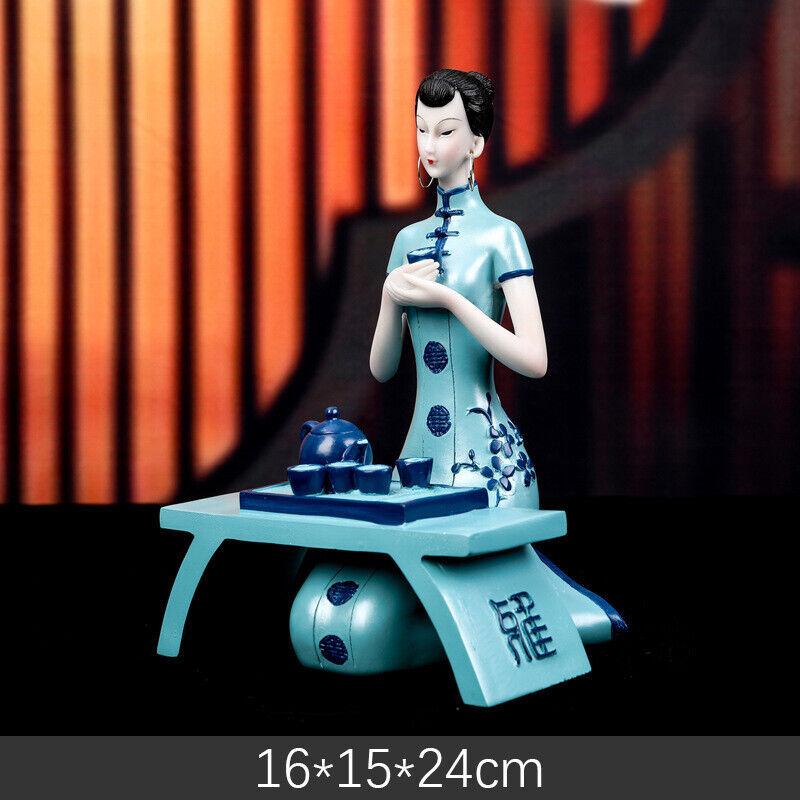 

1 шт. Элегантная статуэтка женщины в китайском стиле - Керамическое украшение для дома, статуэтка женщины, поделка для настольного дисплея и подарков