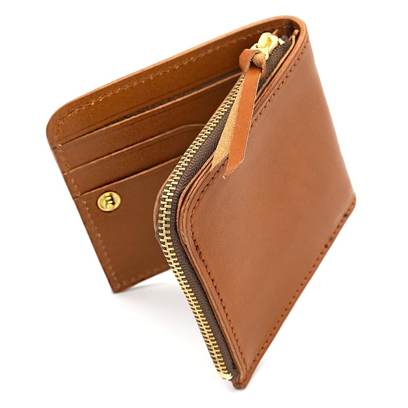 

No brand item [SKGCREATION] Japanese Tochigi leather men s women s thin bifold wallet L-shaped zipper coin purse gift box included brown, SKG1034