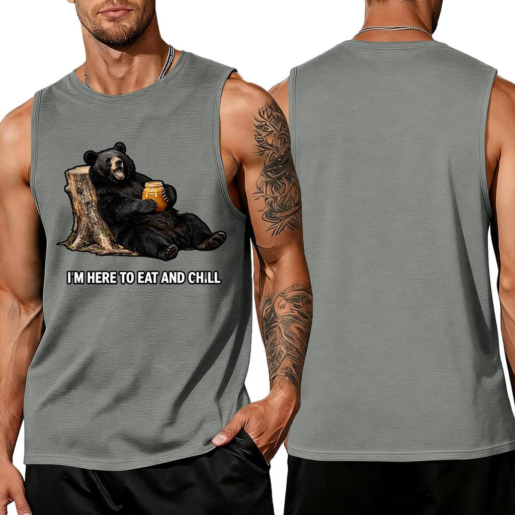 Men's Funny Animal Saying Tank Top - Loose Fit Breathable Summer Vest for Gym and Street