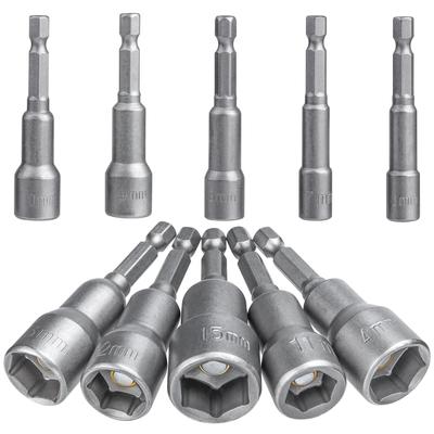 Bestgle Šesťhranný Hriadeľový Nástavec 65 mm Sada Adaptérov Zásuviek 10 ks Manuálny a Elektrický Typ Nástrčkový Kľúč Veľkosť Pohonu Rázový Uťahovák Zásuvka Šesťhranný
