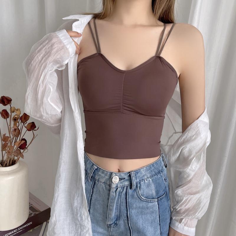 Frühling Sommer Eisseide Schöne Top Frauen Brustpolster Würzig Tragen Es Draußen Eingewickelt Mädchen Modische Tank Tops