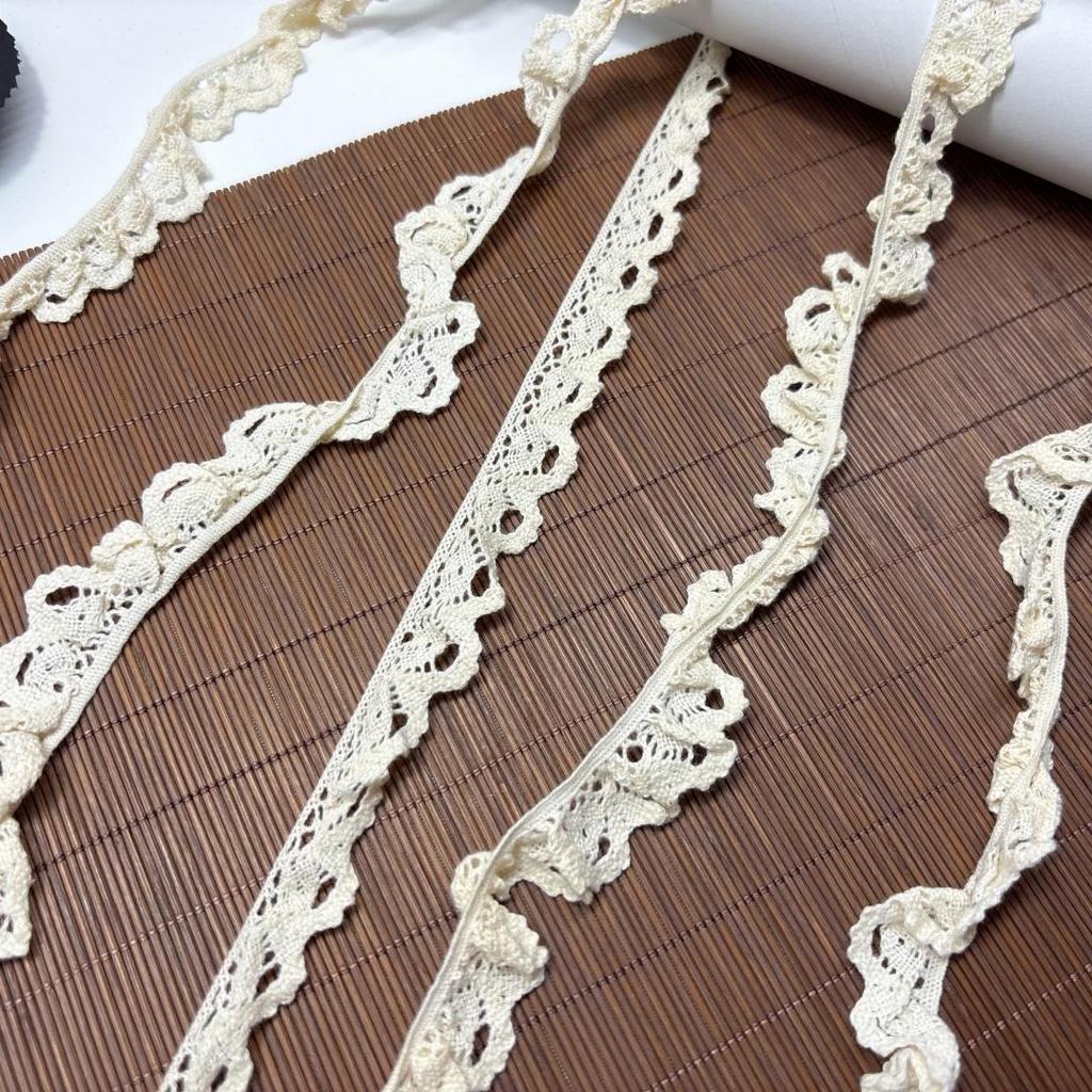 2cm wide Elastic Cotton Ribbon Lace, Cluny Cotton Lace Trim Ribbon for Garment, Dress, Bra, Underwear, DIY Sewing