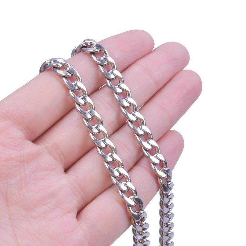 45/50/60/70/80/90cm Long Stainless Steel Cuban Link Chain Necklaces For Women Men Accessories Punk Fashion Choker Jewelry Collar