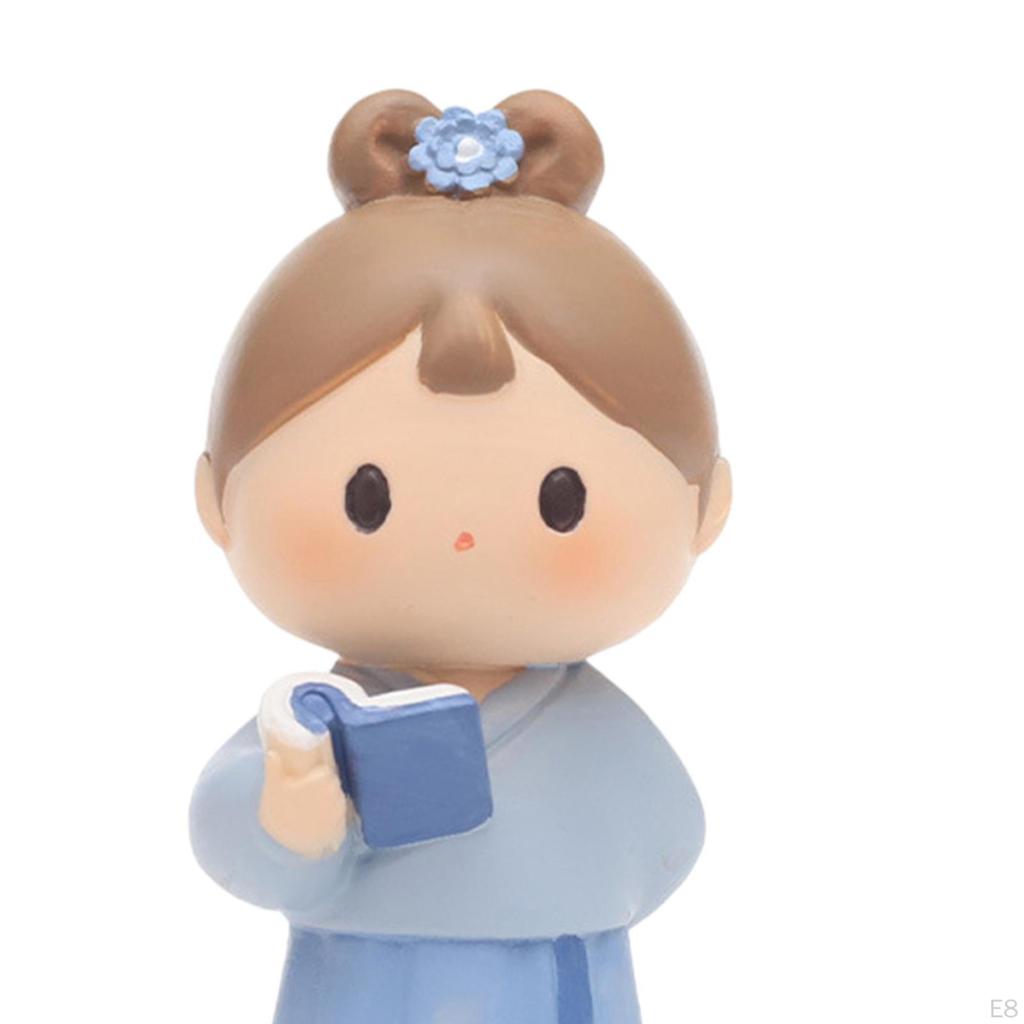 Girl Statue Desktop Ornament Miniature Table Sculpture for Shelf Home Decor