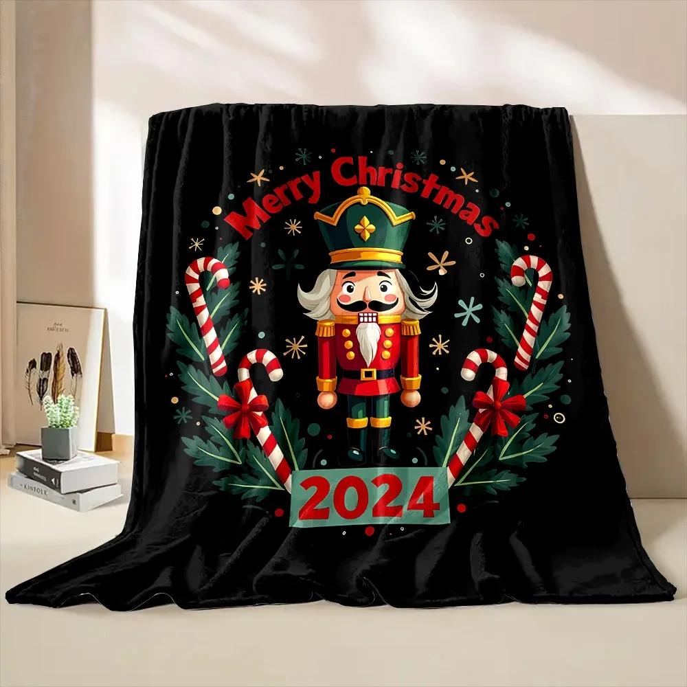 3D Christmas Nutcracker Soft Flannel Blanket for Bed Bedroom Sofa Picnic, Warm Throw Blanket for Cover Outdoor Leisure Nap Gift