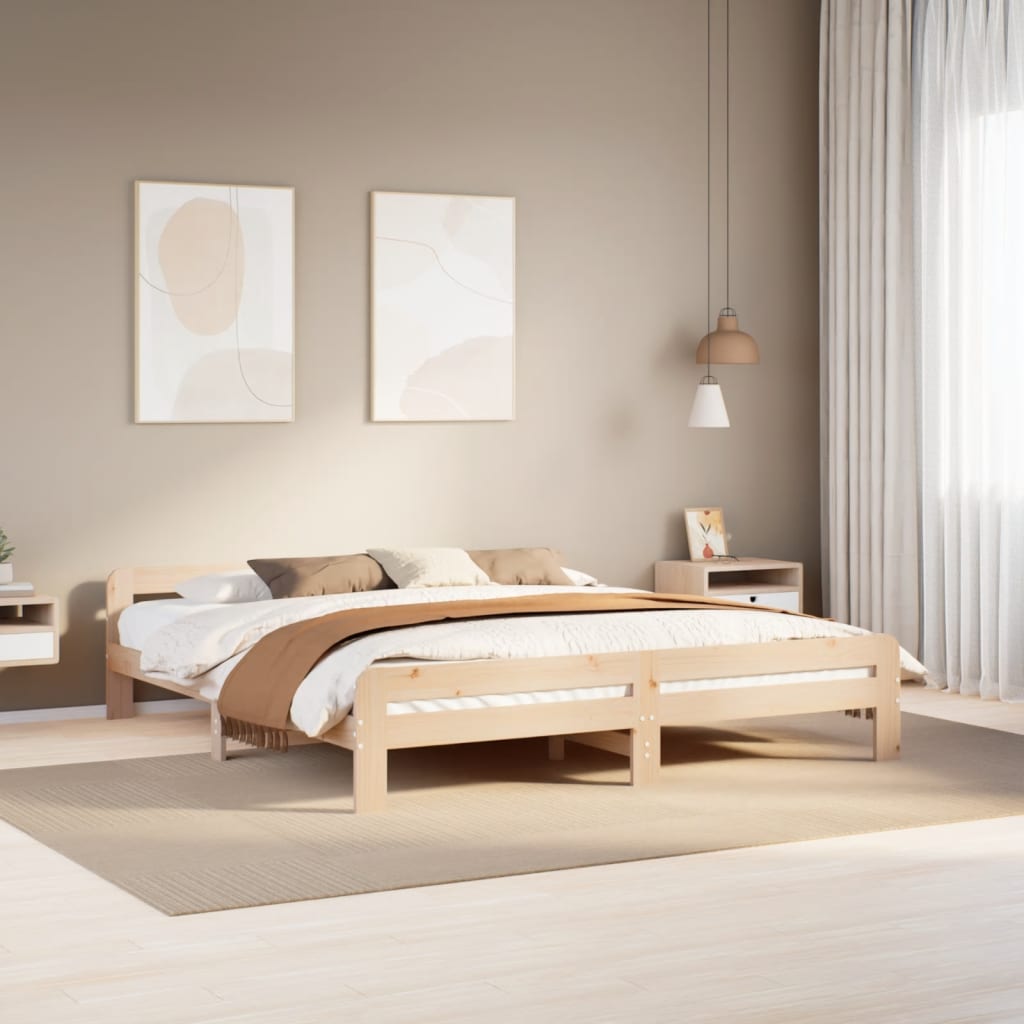 Solid Wood Bed without Mattress 200 x 200 cm Pine Wood