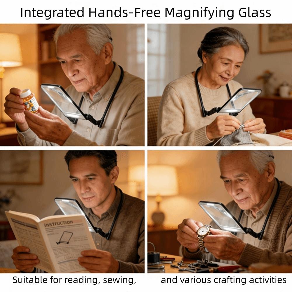 40 LED Reading Magnifying Glass Rechargeable Handheld Magnification Glass  Book Reading