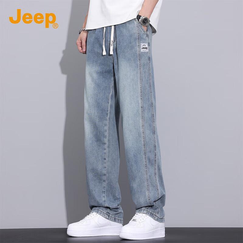 JEEP Men's Loose Fit Straight-Leg Jeans