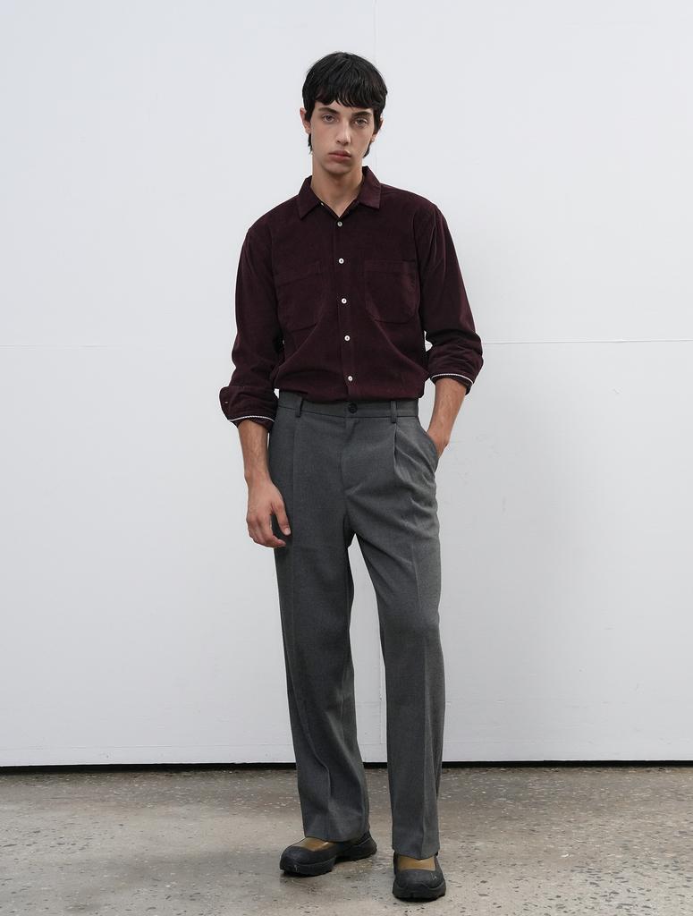 GENERALIDEA Man Classic Single-Pleat Wide Slacks [Charcoal] / Sbe4M11007