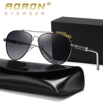 aoron Fashion Design Polarized Sunglasses Classic Memory Metal Frame Driving Glasses UV400 Anti Glare Fishing Outdoor Glasses