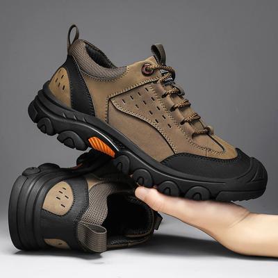 Sapatos de Caminhada Masculinos Tênis Casuais Outdoor Antiderrapantes Sapatos de Escalada Couro Genuíno Sola Grossa Moda Corrida Sapatos Masculinos