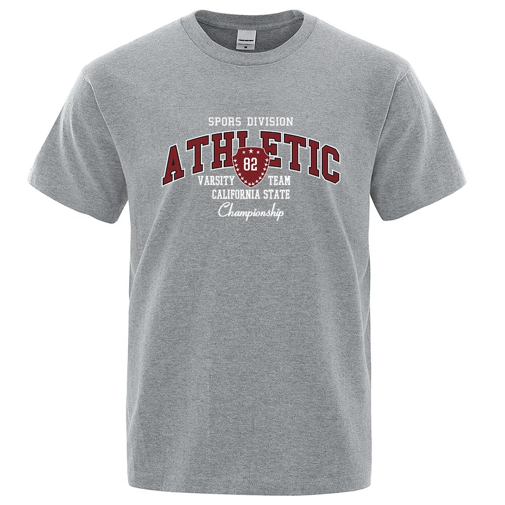 Men's summer Athletic 82 Varsity Team California State Harajuku T-shirt Casual 100% cotton top Trendy and versatile