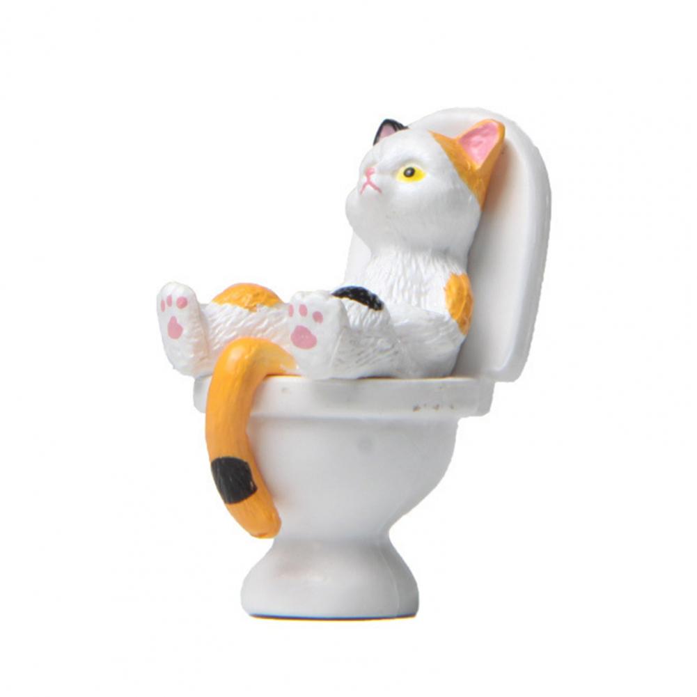 Cat Figurine Funny PVC Inspired Hand-crafted Toilet Series Cat Sculpture   Cat Statue  Party Supplies