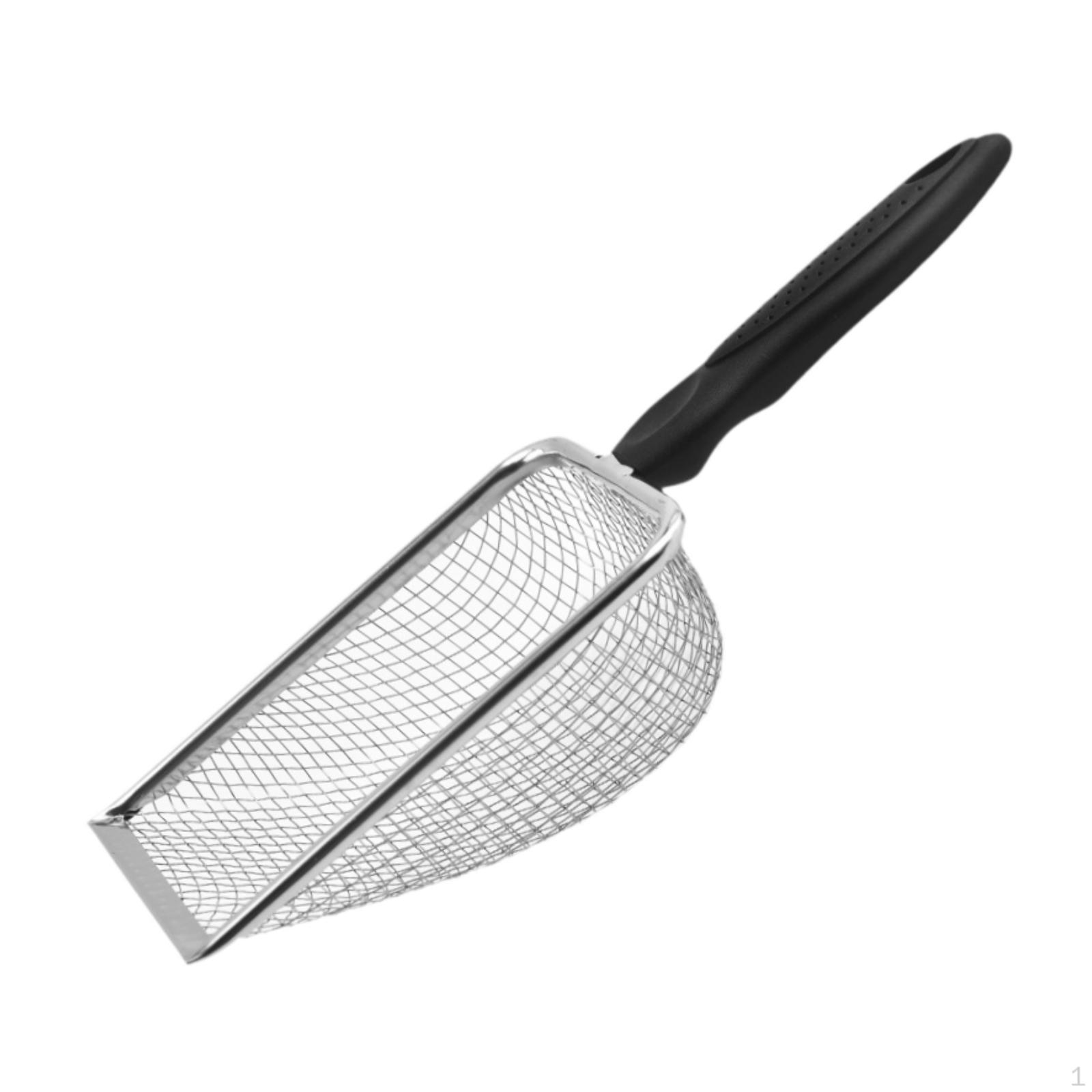 

Совок для кошачьего туалета Котенок Сетка Длинная ручка Просеиватель Песка Подъемник Легко чистить чёрный