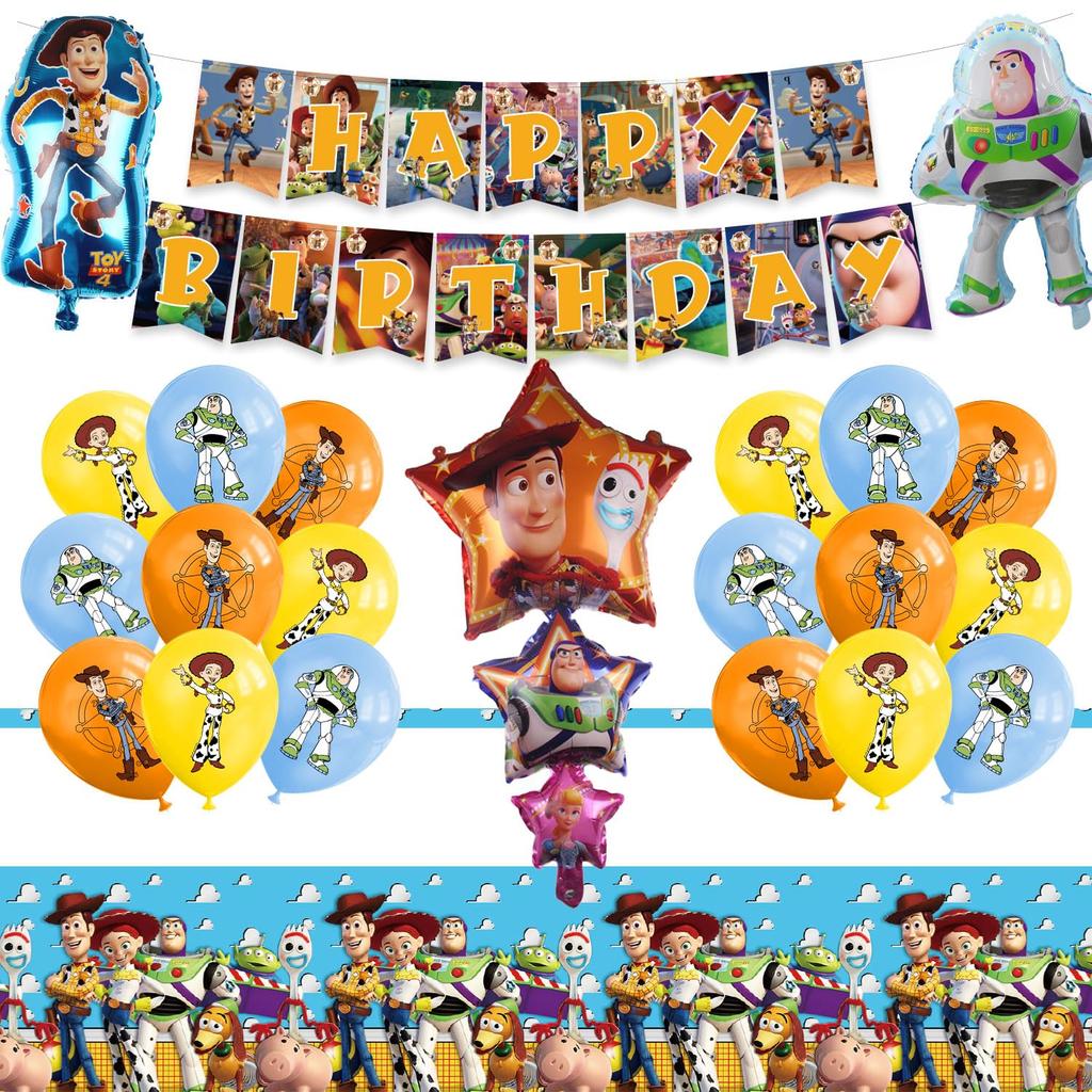 Toy Story Birthday Decorations, Toy Story Tablecloth, Aluminum Balloons, Birthday Decorations, Balloon Set, Happy Birthday Garland, Happy Birthday
