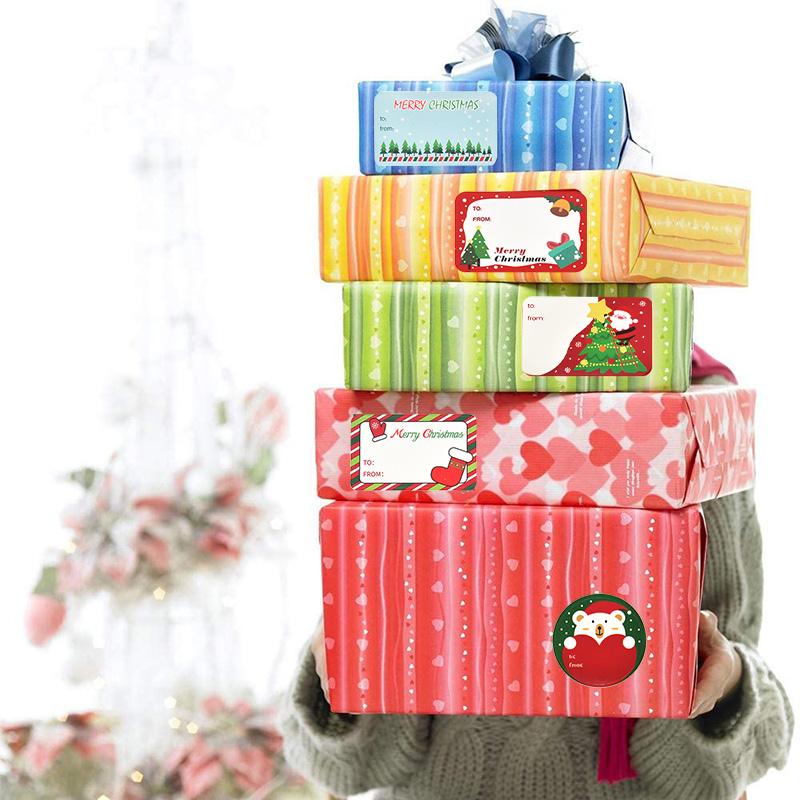 108Pcs/12Sheets Merry Christmas Gift Name Tags Present Seal Label Stickers Christmas Gift Package Decoration DIY XMAS Stickers