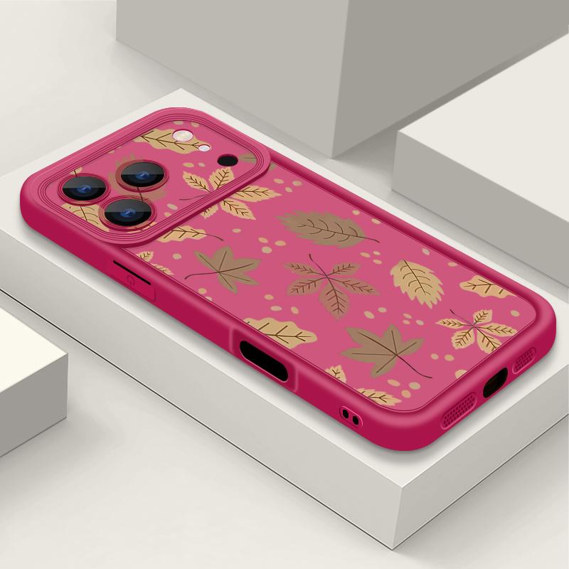 Husă Moale pentru Telefon Frunze de Toamnă Pentru iPhone Air 17 16 15 14 Pro Max 13 12 Pro Max 11 16e Silicon Antișoc Culoare Bomboană TPU Silicon Husă